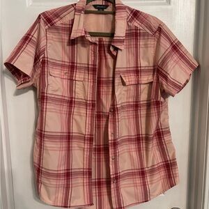 Eddie Bauer women's pink Plaid Shirt large